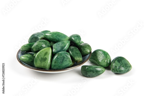 Chinese traditional food Laba garlic pickled garlic isolated on white background.