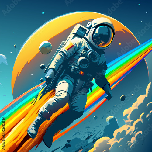 An astronaut in outer space illustration template design. EPS version