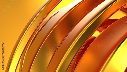 Gold Wavy Metal Gentle Curves Modern Artistic Bezier Curves Luxury Elegant Modern 3D Rendering Abstract Background