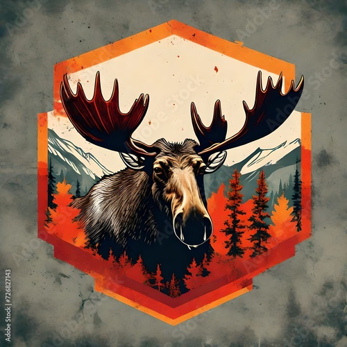 Illustration of a vector style Canadian moose suitable for a t-shirt design or logo photo