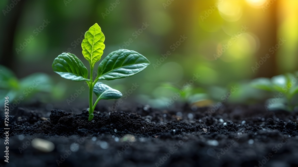 Sprout in the ground, concept photo of growth