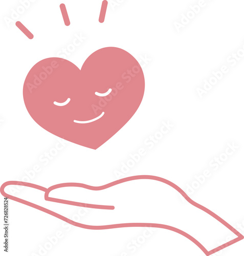 ハートを持つ手のイラスト2-2　シンプル