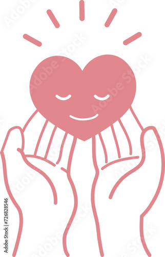 両手を広げハートを持っている手2-2　シンプル