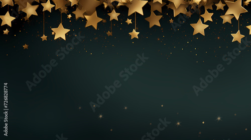 Flat lay composition for festive background with festive decorations and stars