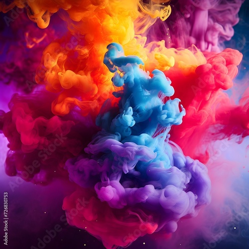 Brightly colored billowing smoke - background image - generative AI
