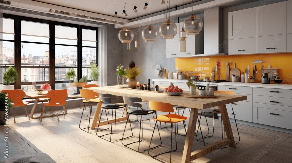 kitchen interior in bright apartment