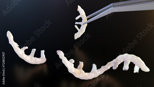 Foto 3d rendering of RNA modification with tweezers