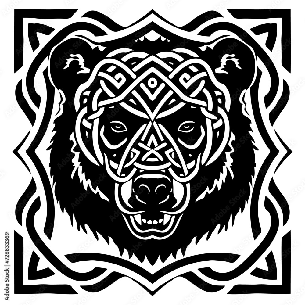 Obraz premium Bear face in celtic knot style 
