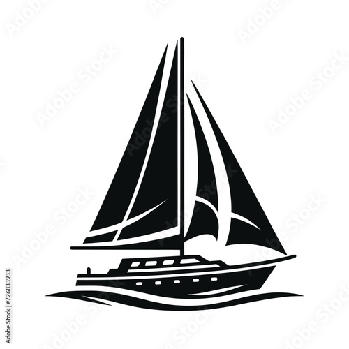 Silhouette of a Rowboat with Oars