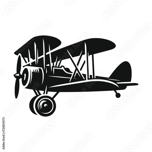  Vintage Biplane Silhouette