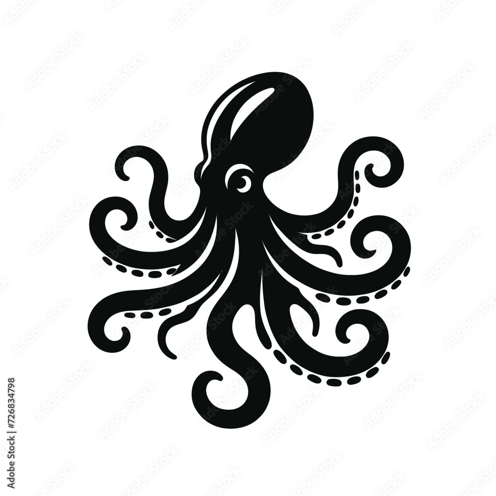 Fototapeta premium Octopus Silhouette with Tentacles