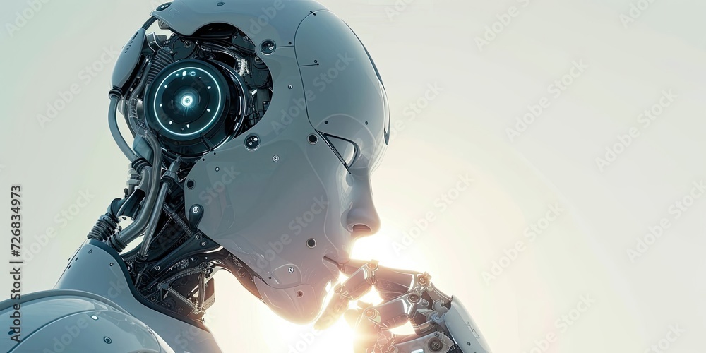 AI Robot Gazing Into the Distance Generative AI AI Robot Gazing Into the Distance Generative AI
