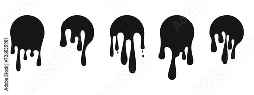 Round melted ink glaze collection vector illustration