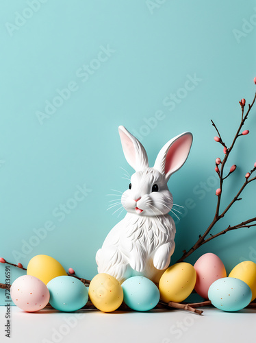 easter card with eggs, minimalistic easter card template, happy easter card, easter copyspace template © P.W-PHOTO-FILMS