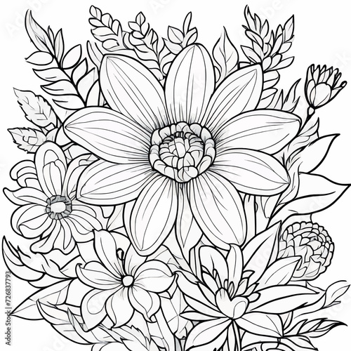 Floral coloring book pages for children and adults