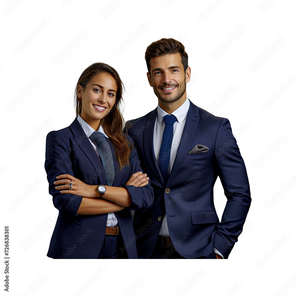 Male_and_female_business_couple_posing_smiling
