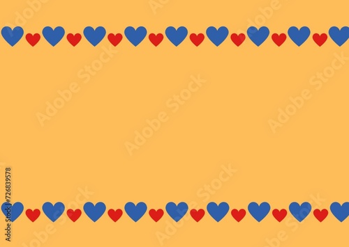 red andblue heart on yellow background 