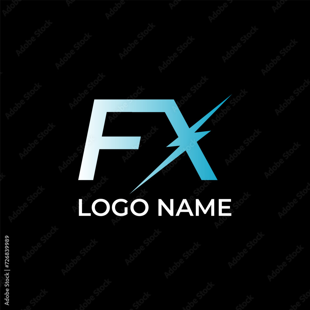 Obraz premium FX initial letter and flash logo design vector