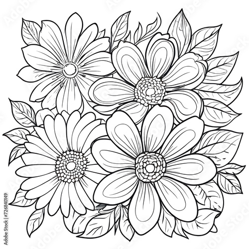 Floral coloring book pages for children and adults