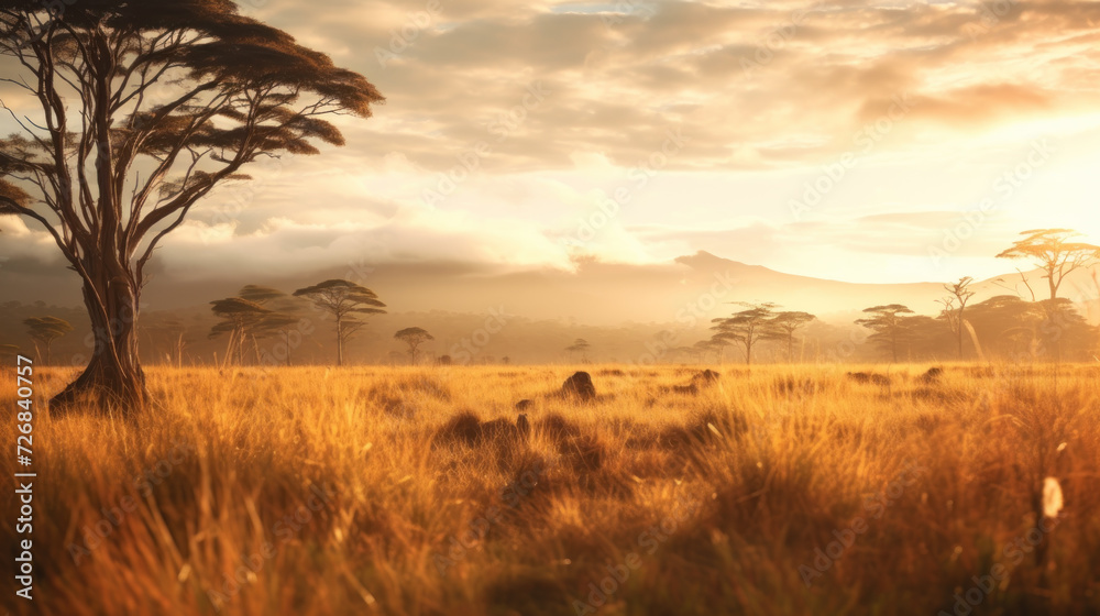 savanna on the morning scene