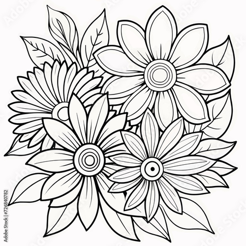 Floral coloring book pages for children and adults