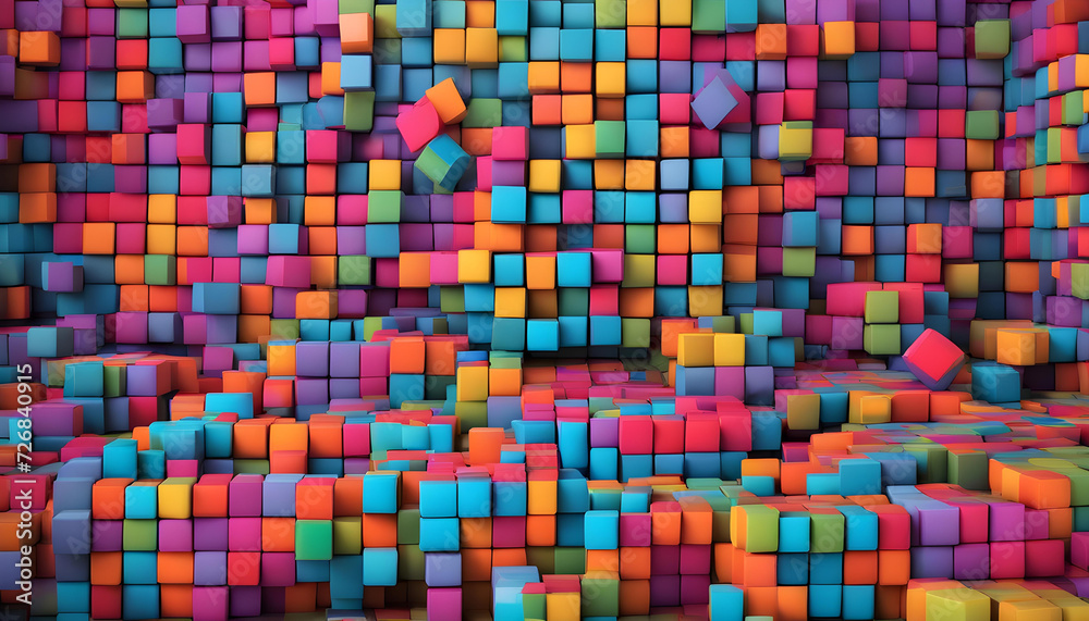 Fototapeta premium Cube. Geometric. Abstract. 3D. Pattern. Design. Cubic. Minimalist. Shape. Modern. Contemporary. Background. Grid. Perspective. Symmetry. Dimensional. Box. Visual. Cubic Arrangement. AI Generated.