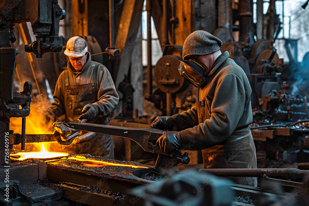 photo two worker making gates in smithy photo two worker making gates in smithy