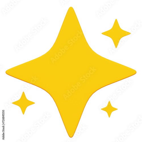 Star 3D Rendering Icon Isolated Transparent Background