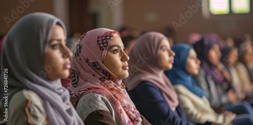 Group of Arabic University Students Listening to a Lecture Generative AI © Johnathan
