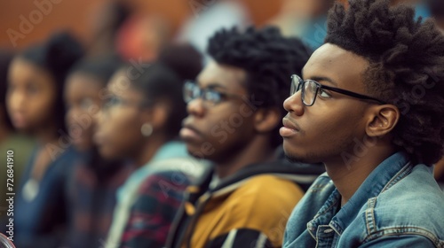 Group of Young Men Sitting Together at University Lecture Generative AI © Johnathan