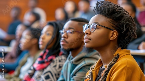 Black University Students Listening to a Lecture Generative AI photo