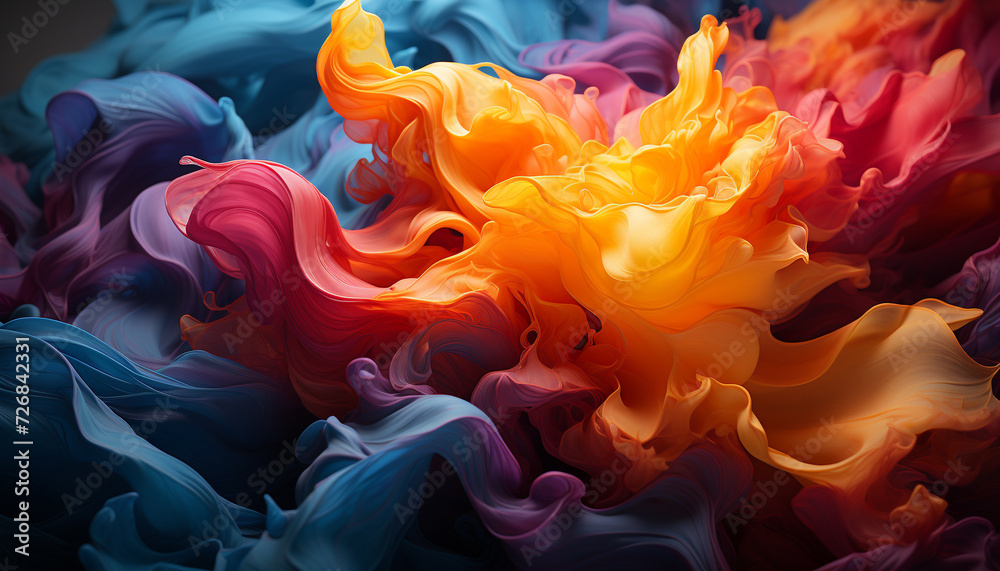Abstract colors paint vibrant motion in a flowing wave generated by AI