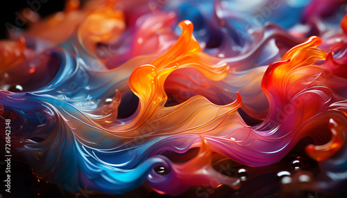 Vibrant colors flow in a futuristic underwater design generated by AI © Jemastock