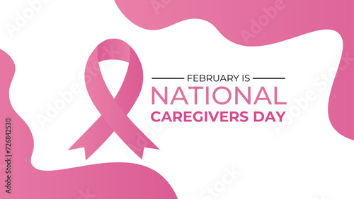 National Caregivers Day observed every year of 16th february. Vector health banner, cover, brochure, website, Ads, horizontal, flyer, poster and social medial template design. vector illustration