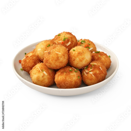 Food, a plate of fried vegetable balls, on transparency background PNG