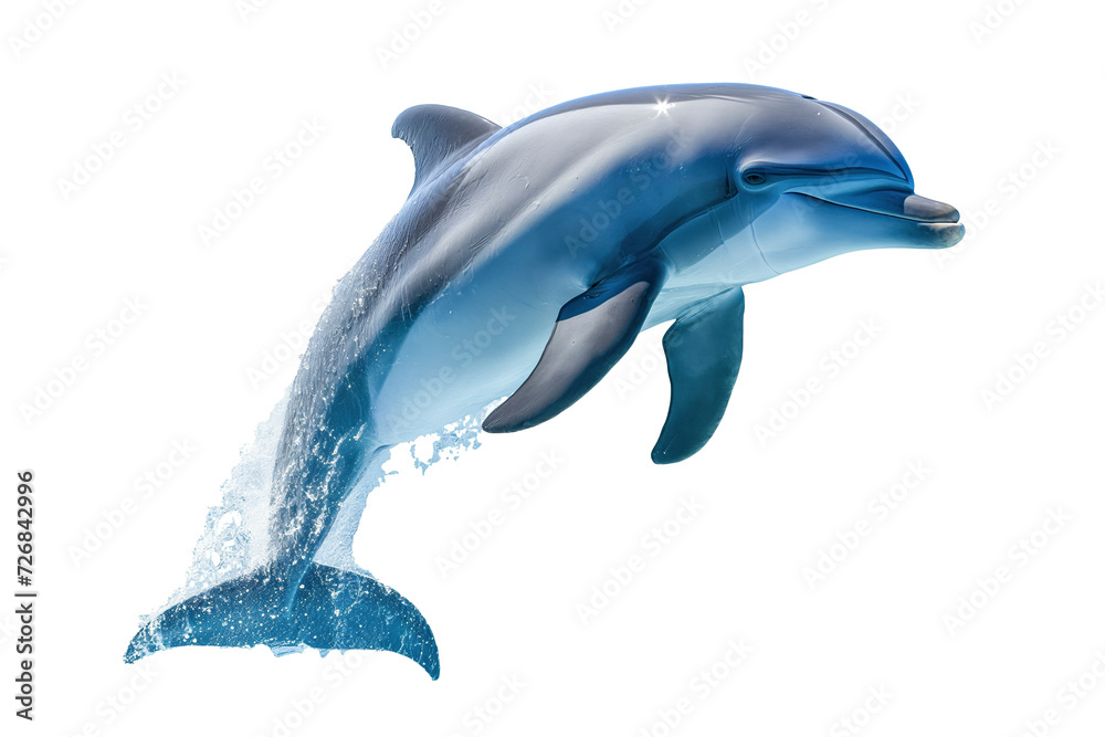 Fototapeta premium Cute dolphin jumping isolated on transparent background
