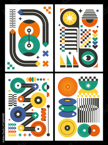Bauhaus Geometric Poster Design Abstract Shape Wall Art