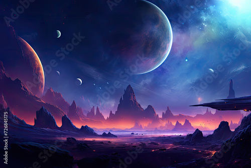 Outer space illustration for video game background