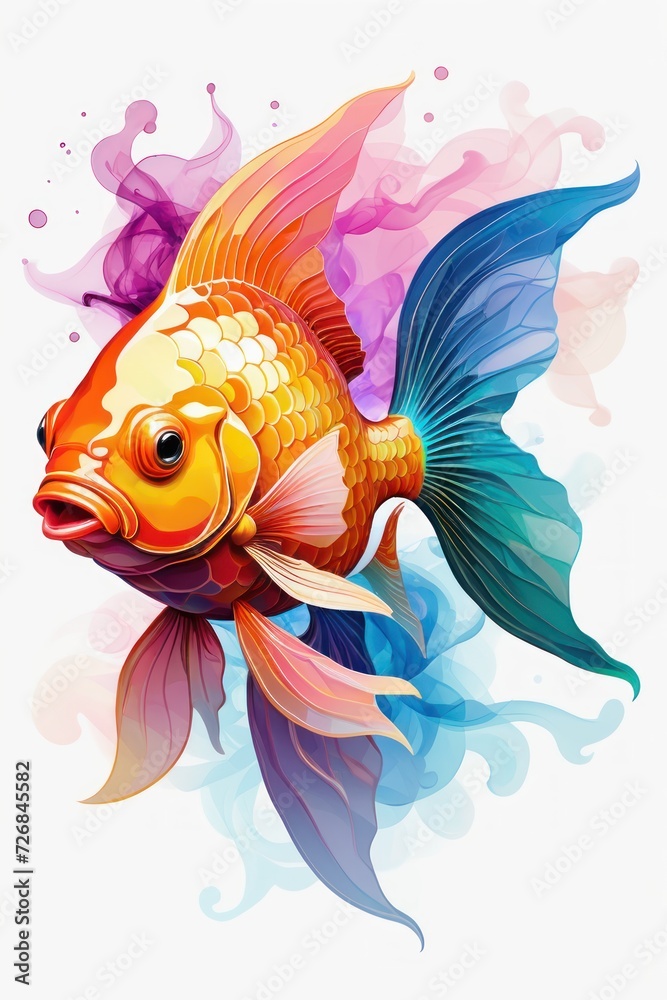 Fototapeta premium goldfish. colorful goldfish digital illustration