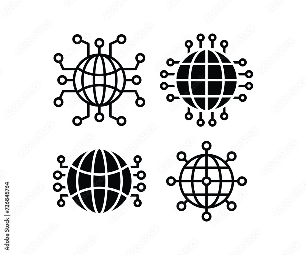 connectivity global world technology globe design icons simple black white vector design illustration collections isolated connectivity global world technology globe design icons simple black white vector design illustration collections isolated