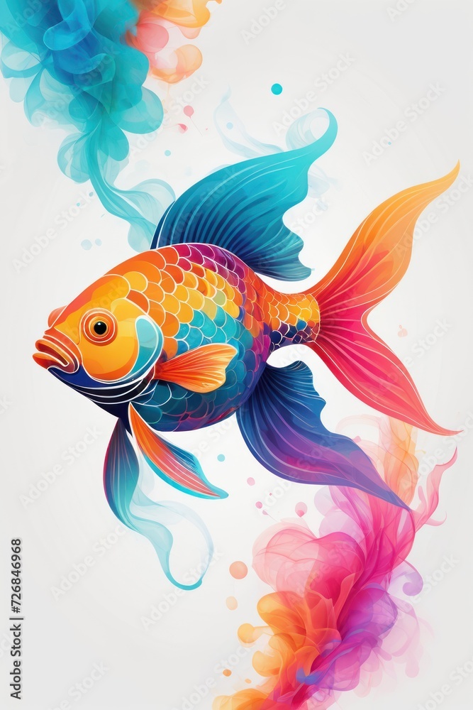 Fototapeta premium goldfish. colorful goldfish digital illustration