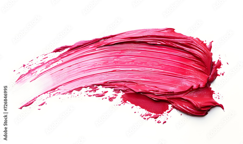 pink paint brush stroke smear color texture swatch background lipstick white smudge isolated, Generative AI