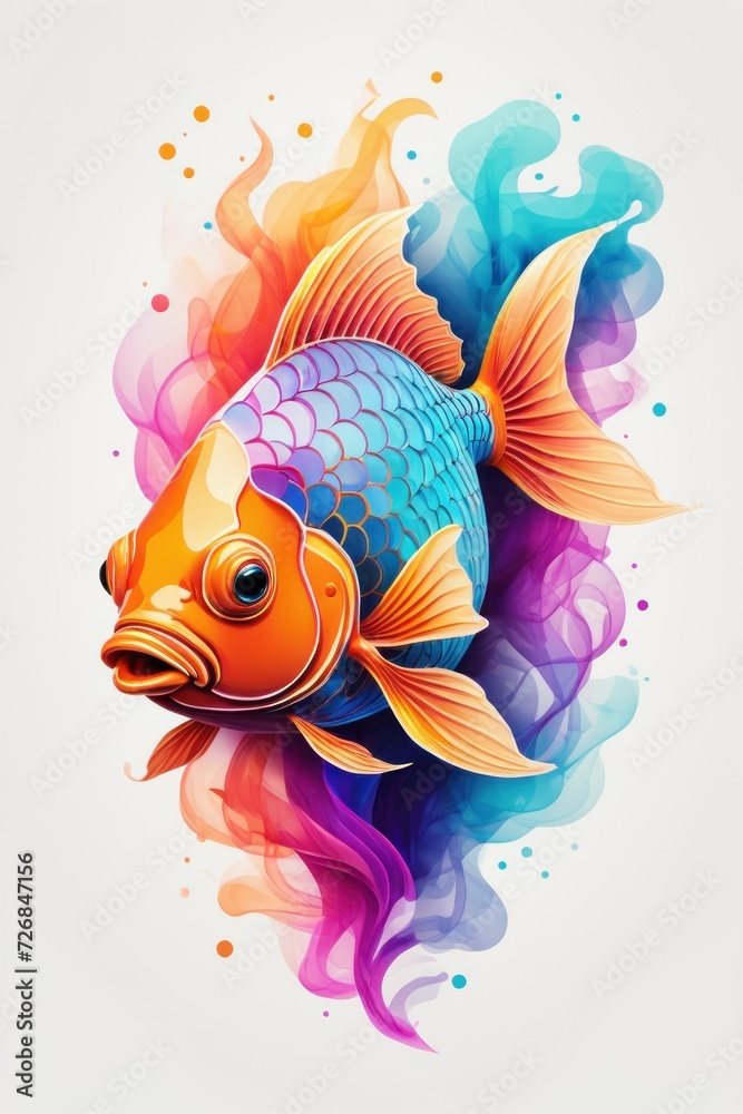 Fototapeta premium goldfish. colorful goldfish digital illustration
