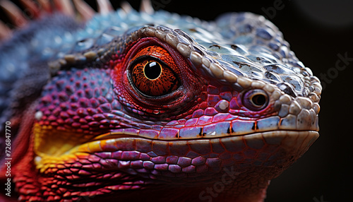 Cute gecko looking at camera, its colorful scales mesmerizing generated by AI © Stockgiu