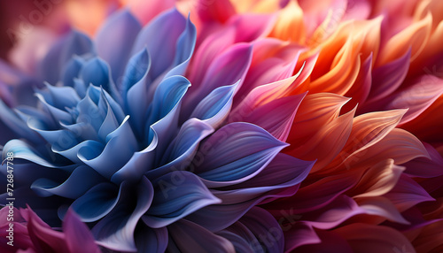 Vibrant colored flower petals create a beautiful backdrop generated by AI