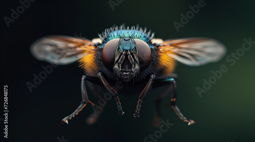 Insect close-up on a dark background, studio lighting. © ArturSniezhyn