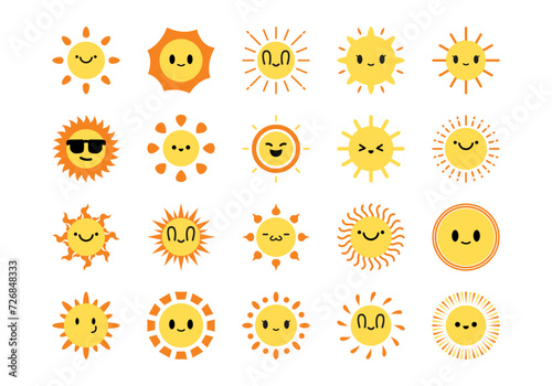 Cute Sun Holiday Cartoon Set