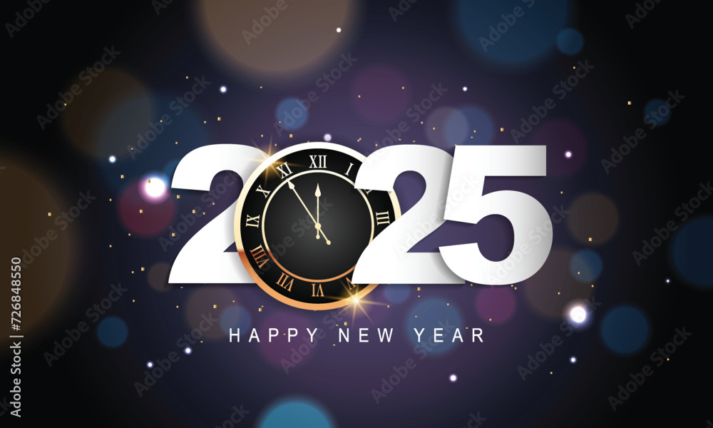 Fototapeta premium 2025 Happy New Year Background Design. Greeting Card, Banner, Poster. Vector Illustration.