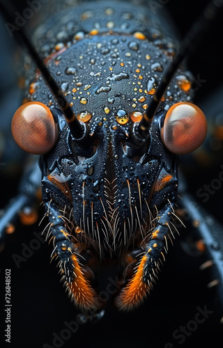 Insect close-up on a dark background, studio lighting. © ArturSniezhyn