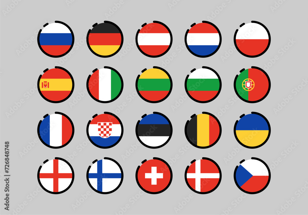 European Circle Flag Element Set European Circle Flag Element Set